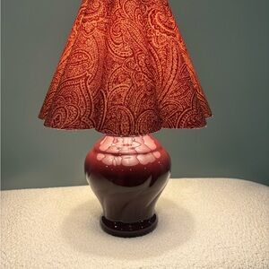 Chic Red up cycled Lamp with handmade Paisley Shade
